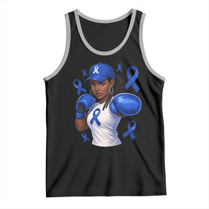 Black Women Fight Colon Cancer Blue Ribbon Tank Top African American Girls TS10 Black Athletic Heather Print Your Wear