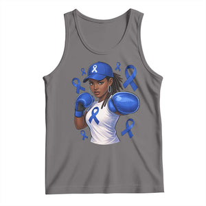 Black Women Fight Colon Cancer Blue Ribbon Tank Top African American Girls TS10 Deep Heather Print Your Wear