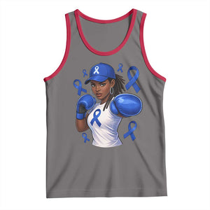 Black Women Fight Colon Cancer Blue Ribbon Tank Top African American Girls TS10 Deep Heather Red Print Your Wear