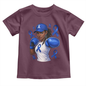 Black Women Fight Colon Cancer Blue Ribbon Toddler T Shirt African American Girls TS10 Maroon Print Your Wear