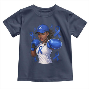 Black Women Fight Colon Cancer Blue Ribbon Toddler T Shirt African American Girls TS10 Navy Print Your Wear