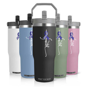 Faith ALS Awareness Flip Straw Tumbler Blue Ribbon Motivational TS10 Print Your Wear
