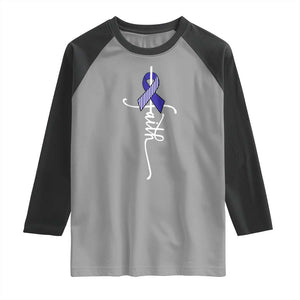 Faith ALS Awareness Raglan Shirt Blue Ribbon Motivational TS10 Sport Gray Black Print Your Wear