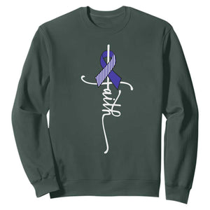 Faith ALS Awareness Sweatshirt Blue Ribbon Motivational TS10 Dark Forest Green Print Your Wear