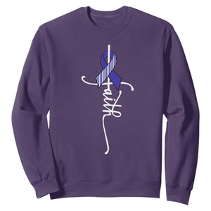 Faith ALS Awareness Sweatshirt Blue Ribbon Motivational TS10 Purple Print Your Wear