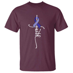 Faith ALS Awareness T Shirt Blue Ribbon Motivational TS10 Maroon Print Your Wear