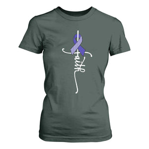 Faith ALS Awareness T Shirt For Women Blue Ribbon Motivational TS10 Dark Forest Green Print Your Wear