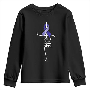 Faith ALS Awareness Youth Sweatshirt Blue Ribbon Motivational TS10 Black Print Your Wear