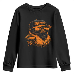 Retro Baltimore Youth Sweatshirt City Pride Oriole With Sunglasses TS10 Black Print Your Wear