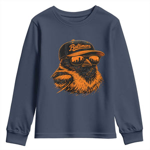 Retro Baltimore Youth Sweatshirt City Pride Oriole With Sunglasses TS10 Navy Print Your Wear