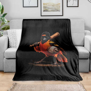 Oriole Baseball Player Throw Blanket Retro Funny Bird Mascot Baseball Fans TS10 Print Your Wear