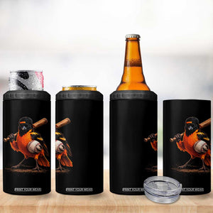 Oriole Baseball Player 4 in 1 Can Cooler Tumbler Retro Funny Bird Mascot Baseball Fans TS10 Print Your Wear