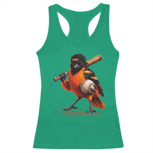 Oriole Baseball Player Racerback Tank Top Retro Funny Bird Mascot Baseball Fans TS10 Irish Green Print Your Wear