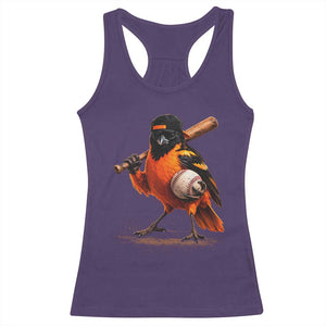 Oriole Baseball Player Racerback Tank Top Retro Funny Bird Mascot Baseball Fans TS10 Purple Print Your Wear