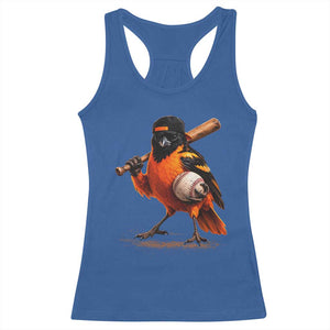 Oriole Baseball Player Racerback Tank Top Retro Funny Bird Mascot Baseball Fans TS10 Royal Blue Print Your Wear