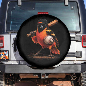 Oriole Baseball Player Spare Tire Cover Retro Funny Bird Mascot Baseball Fans TS10 No hole Black Print Your Wear