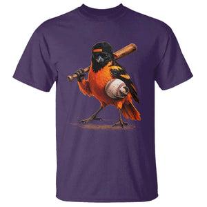 Oriole Baseball Player T Shirt Retro Funny Bird Mascot Baseball Fans TS10 Purple Print Your Wear