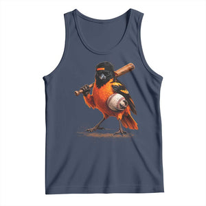 Oriole Baseball Player Tank Top Retro Funny Bird Mascot Baseball Fans TS10 Navy Print Your Wear