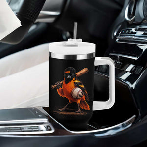 Oriole Baseball Player Tumbler With Handle Retro Funny Bird Mascot Baseball Fans TS10 Print Your Wear