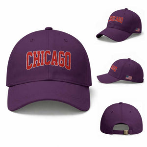 Retro Chicago Baseball Cap Vintage Chicago Throwback Athletic Sports Style 80s 90s TS10 Baseball Cap Universal Fit Purple Print Your Wear
