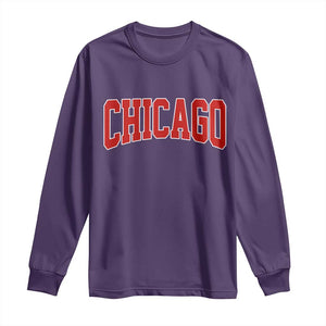 Retro Chicago Long Sleeve Shirt Vintage Chicago Throwback Athletic Sports Style 80s 90s TS10 Purple Print Your Wear