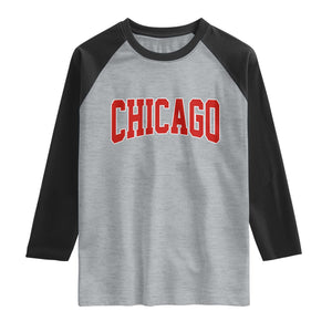 Retro Chicago Raglan Shirt Vintage Chicago Throwback Athletic Sports Style 80s 90s TS10 Heather Gray Black Print Your Wear