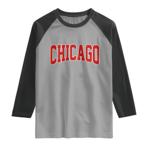 Retro Chicago Raglan Shirt Vintage Chicago Throwback Athletic Sports Style 80s 90s TS10 Sport Gray Black Print Your Wear