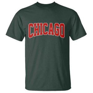 Retro Chicago T Shirt Vintage Chicago Throwback Athletic Sports Style 80s 90s TS10 Dark Forest Green Print Your Wear