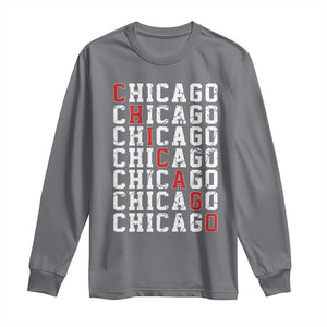 Vintage Chicago Long Sleeve Shirt Retro Distressed Classic Chicago TS10 Charcoal Print Your Wear