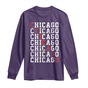Vintage Chicago Long Sleeve Shirt Retro Distressed Classic Chicago TS10 Purple Print Your Wear