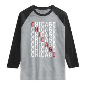 Vintage Chicago Raglan Shirt Retro Distressed Classic Chicago TS10 Heather Gray Black Print Your Wear