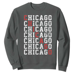 Vintage Chicago Sweatshirt Retro Distressed Classic Chicago TS10 Dark Heather Print Your Wear