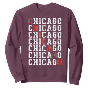 Vintage Chicago Sweatshirt Retro Distressed Classic Chicago TS10 Maroon Print Your Wear