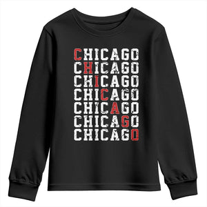 Vintage Chicago Youth Sweatshirt Retro Distressed Classic Chicago TS10 Black Print Your Wear