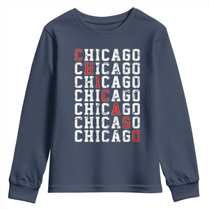Vintage Chicago Youth Sweatshirt Retro Distressed Classic Chicago TS10 Navy Print Your Wear