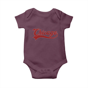 Retro Chicago Baby Onesie Varsity Script Vintage Sports Jersey Style 80s 90s TS10 Maroon Print Your Wear