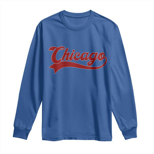 Retro Chicago Long Sleeve Shirt Varsity Script Vintage Sports Jersey Style 80s 90s TS10 Royal Blue Print Your Wear
