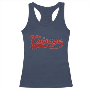 Retro Chicago Racerback Tank Top Varsity Script Vintage Sports Jersey Style 80s 90s TS10 Navy Print Your Wear