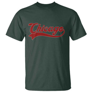 Retro Chicago T Shirt Varsity Script Vintage Sports Jersey Style 80s 90s TS10 Dark Forest Green Print Your Wear