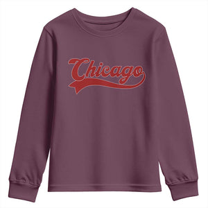Retro Chicago Youth Sweatshirt Varsity Script Vintage Sports Jersey Style 80s 90s TS10 Maroon Print Your Wear