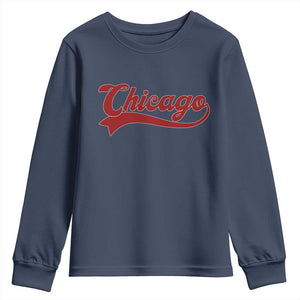 Retro Chicago Youth Sweatshirt Varsity Script Vintage Sports Jersey Style 80s 90s TS10 Navy Print Your Wear