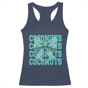 Retro Coconuts Coquette Bow Racerback Tank Top Summer Beach Coconut Fruit Humor TS10 Navy Print Your Wear
