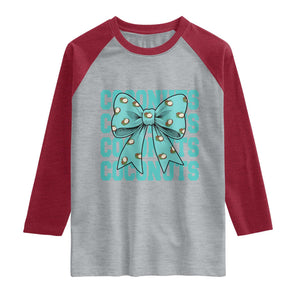 Retro Coconuts Coquette Bow Raglan Shirt Summer Beach Coconut Fruit Humor TS10 Heather Gray Heather Red Print Your Wear