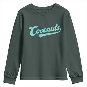 Vintage Coconut Youth Sweatshirt Retro Throwback Popular Fruit Humor Coconuts Classic TS10 Dark Forest Green Print Your Wear