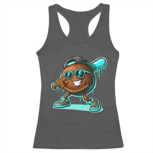Coconut Baseball Player Racerback Tank Top Funny Baseball Drip Ice Cream Fruit Humor TS10 Dark Heather Print Your Wear