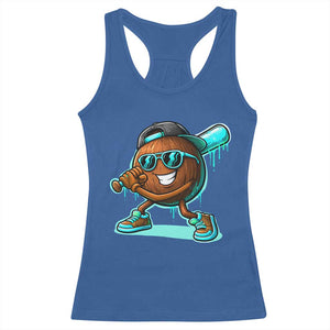 Coconut Baseball Player Racerback Tank Top Funny Baseball Drip Ice Cream Fruit Humor TS10 Royal Blue Print Your Wear