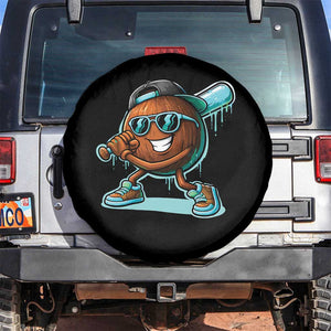 Coconut Baseball Player Spare Tire Cover Funny Baseball Drip Ice Cream Fruit Humor TS10 No hole Black Print Your Wear