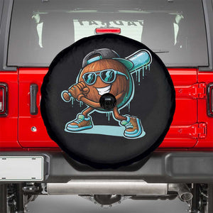 Coconut Baseball Player Spare Tire Cover Funny Baseball Drip Ice Cream Fruit Humor TS10 Black Print Your Wear