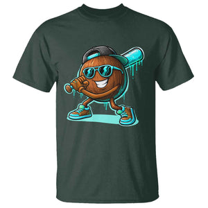 Coconut Baseball Player T Shirt Funny Baseball Drip Ice Cream Fruit Humor TS10 Dark Forest Green Print Your Wear