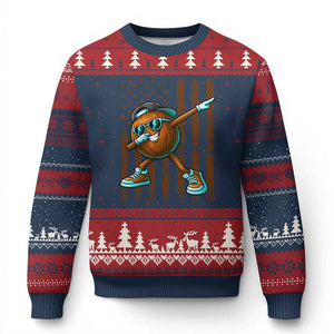 Dabbing Coconut Ugly Christmas Sweater Retro American Flag Fruit Lover TS10 Navy Red Print Your Wear